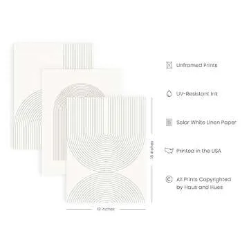 HAUS AND HUES Mid Century Wall Art Set of 3 Unframed