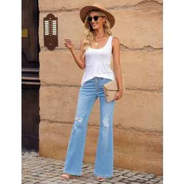 LookbookStore Women's Distressed Bootcut Jeans for Easy Style