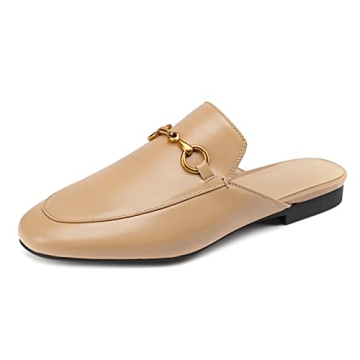 Arqa Mules for Women Almond Toe Leather Flats Slip-on Comfort Backless Loafers Buckle Mule Shoes Apr...