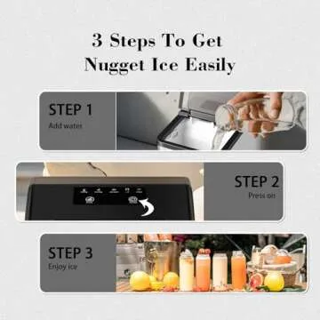 HAILANG Nugget Ice Maker Countertop, Pebble Ice Machine with Chewable Pellet Ice, 34Lbs/24H, Self-Cleaning, Portable Sonic Ice Maker Ready in 6 Mins, for Home/Kitchen/Office(Stainless Steels)