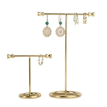 GemeShou Gold Metal 2pcs T Bar Earring Display Stand, Jewelry Holders for online store Retail photog...