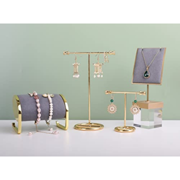 GemeShou Gold T Bar Earring Display Stand 2pcs