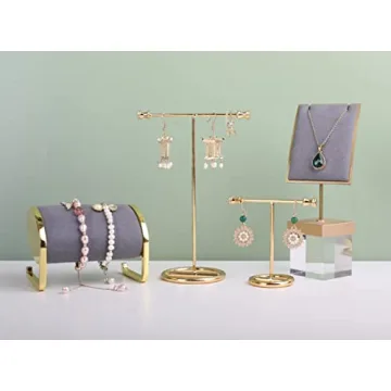 GemeShou Gold T Bar Earring Display Stand 2pcs