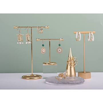 GemeShou Gold T Bar Earring Display Stand 2pcs