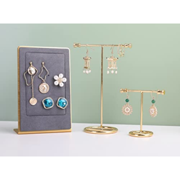 GemeShou Gold T Bar Earring Display Stand 2pcs