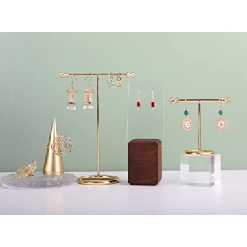 GemeShou Gold T Bar Earring Display Stand 2pcs