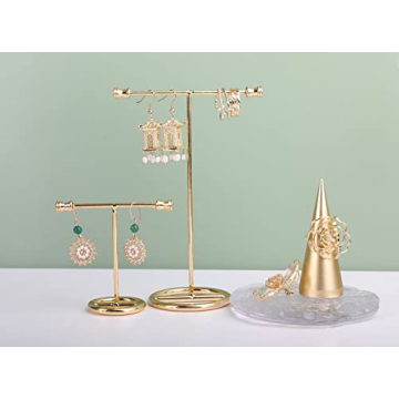 GemeShou Gold T Bar Earring Display Stand 2pcs