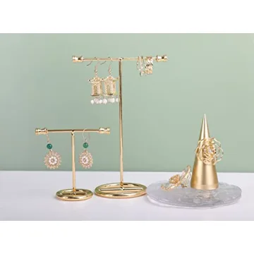 GemeShou Gold T Bar Earring Display Stand 2pcs