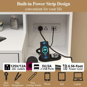 Loomie Vanity Desk with Lighted Mirror & Storage Solutions