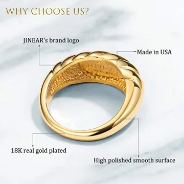 JINEAR 18k Gold Plated Chunky Ring for All Occasions
