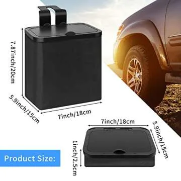 Toplive Car Trash Can with Lid, Collapsible Car Garbage Bin Hanging Waterproof PU Leather Car Trash Bag Organizer with Two Car Seat Headrest Hook for Car