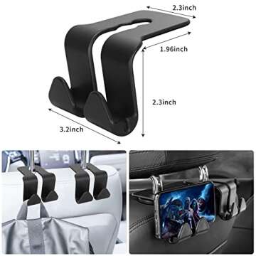 Toplive Car Trash Can with Lid, Collapsible Car Garbage Bin Hanging Waterproof PU Leather Car Trash Bag Organizer with Two Car Seat Headrest Hook for Car