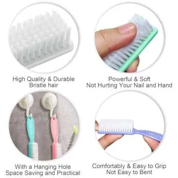 HOFASON 20Pcs Handle Grip Nail Brush, Hand Fingernail Cleaner Brush Manicure Tools Scrub Cleaning Brushes Kit for Toes and Nails Women Men(Random Colors)