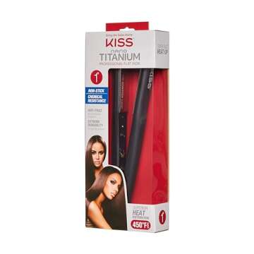 KISS Nano Titanium Professional Flat Iron Hair Straightener & Styling Tool, 1" Non-Stick Chemical Re...