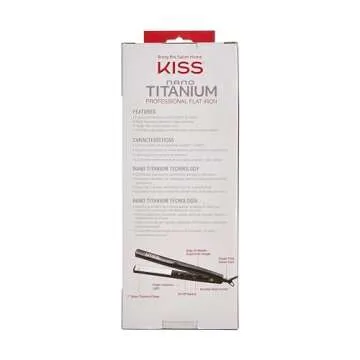 KISS Nano Titanium Professional Flat Iron Hair Straightener & Styling Tool, 1" Non-Stick Chemical Resistant Titanium Plates, 1.04 Pounds, Variable Temperature Control, Ergonomic Design