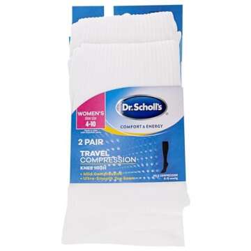 Dr. Scholl's womens Travel Graduated Compression Casual Sock, White, Shoe Size 4-10 US