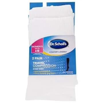 Dr. Scholl's womens Travel Graduated Compression Casual Sock, White, Shoe Size 4-10 US