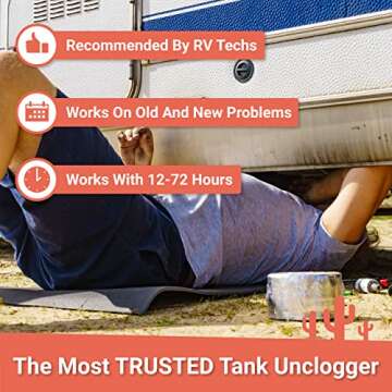 Unique Clear-It RV Black Tank Unclogger Liquid - Breaks Through Pyramid Plugs, Compacted Tanks, and Clogged Pipes (32 oz)