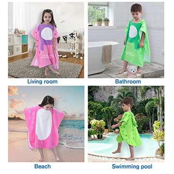 Cute Dinosaur Hooded Bath Towels for Kids 1-6 Years