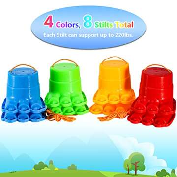 IROO Balancing Stilts for Kids, 4 Pairs Walking Stilts Monster Feet for Balance and Coordination, To...