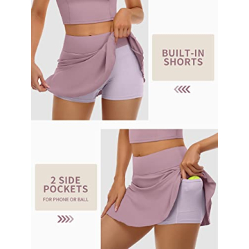 ATTRACO Women's Tennis Skirt Set with Inner Shorts and Pockets
