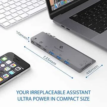 SmartDelux USB C Hub Adapter - 8-in-1 USB-C Hub for MacBook Pro 2016/2018 13"&15" - Thunderbolt 3, 4K HDMI Port, USB-C Port, 3 USB 3.0 Ports, SD & Micro SD Card Readers - USB-C-Hub & Case
