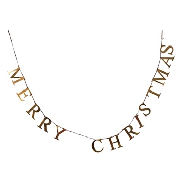 Creative Co-Op 55" L Merry Christmas, Brass Finish Metal Garlands, Multi