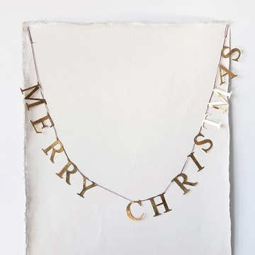 Creative Co-Op 55" L Merry Christmas, Brass Finish Metal Garlands, Multi