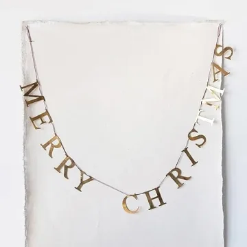 Creative Co-Op 55" L Merry Christmas, Brass Finish Metal Garlands, Multi