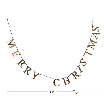 Creative Co-Op 55" L Merry Christmas, Brass Finish Metal Garlands, Multi