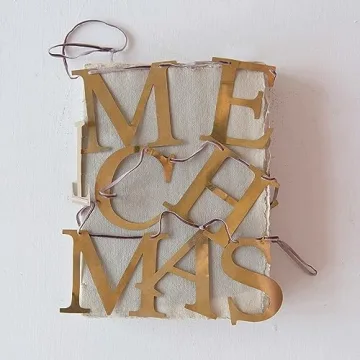 Creative Co-Op 55" L Merry Christmas, Brass Finish Metal Garlands, Multi