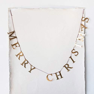 Creative Co-Op 55" L Merry Christmas, Brass Finish Metal Garlands, Multi