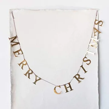 Creative Co-Op 55" L Merry Christmas, Brass Finish Metal Garlands, Multi