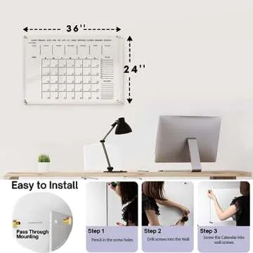 Classic Acrylic Calendar for Wall | Oversize 36' X 24' | Clear Home Office Glass Calander Dry Erase Board Large Reusable Whiteboard Big Monthly Family Planner 9X Liquid Chalk Markers