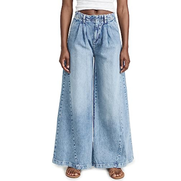 Free People Women's Equinox Denim Trouser, Open Sky, Blue, 26