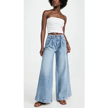 Free People Equinox Denim Trouser in Open Sky Blue
