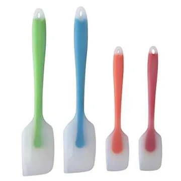 HiramWare Silicone Spatula Set of 4 - Heat Resistant Flexible Spatula 450F with Stainless Steel Core - Food Grade Premium Good Grip Kitchen Utensils - Seamless, Heavy Duty, BPA Free, Dishwasher Safe