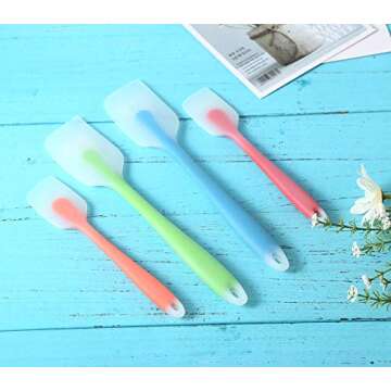 HiramWare Silicone Spatula Set of 4 - Heat Resistant Flexible Spatula 450F with Stainless Steel Core - Food Grade Premium Good Grip Kitchen Utensils - Seamless, Heavy Duty, BPA Free, Dishwasher Safe