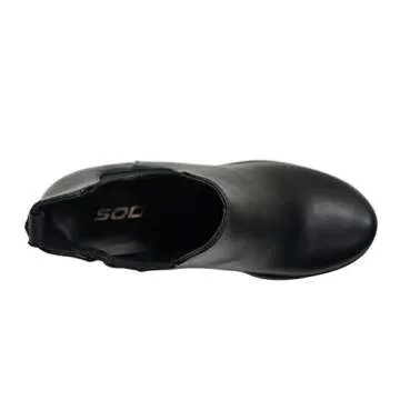 Soda Top Shoes Jaber Ankle Boot w/Lug Sole Elastic Gore and Chunky Heel (10 M US, Black PU)