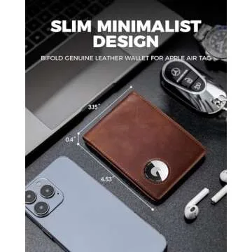 LORZOR AirTag Wallet- Bifold Full Grain Leather AirTag Wallet for Men, Minimalist Front Pocket Wallet with Airtag Holder, RFID Blocking, 12 Card Capacity Gift for Men(Vintage Brown)