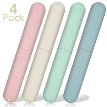 NEXCURIO 4 Pack Travel Toothbrush Case, Portable Breathable Toothbrush Holder for Travel/Camping/Sch...