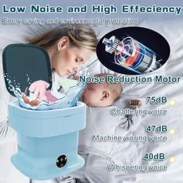 Portable Washing Machine, 60W Mini Washer and Dryer, 16L Folding Lavadora Portatil with Spin,Collapsible Small Compact Clothes Laundry for Underwear, Baby Clothes, Socks（Blue)