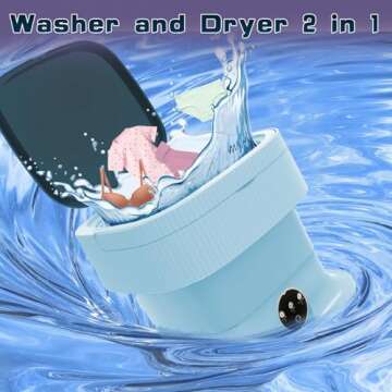 Portable Washing Machine, 60W Mini Washer and Dryer, 16L Folding Lavadora Portatil with Spin,Collapsible Small Compact Clothes Laundry for Underwear, Baby Clothes, Socks（Blue)