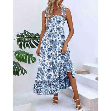 Zeagoo Women's Summer Floral Tiered Maxi Dress