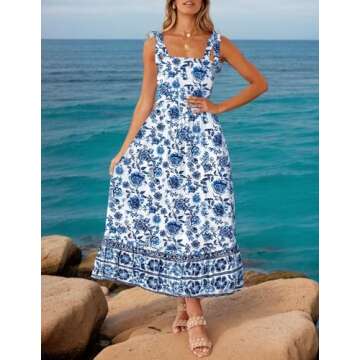 Zeagoo Women's Summer Floral Tiered Maxi Dress