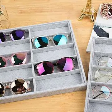 Stylifing Sunglasses Organizer Tray - 8 Grid Storage Case