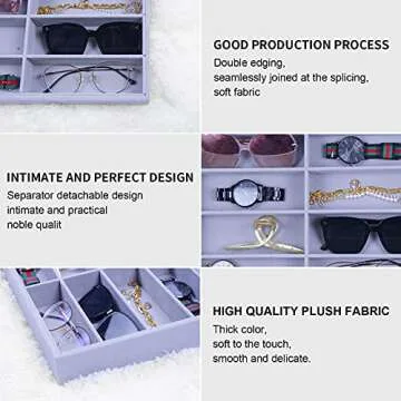Stylifing Sunglasses Organizer Tray - 8 Grid Storage Case
