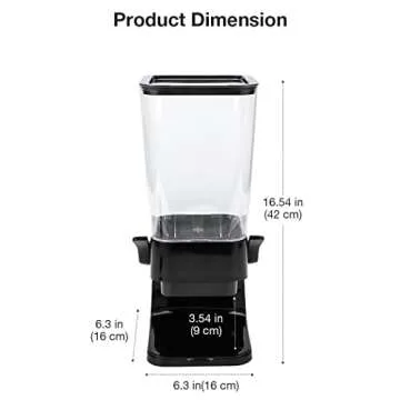 Tokokimo Cereal Dispenser, Countertop Cereal Dispenser, Not Easy to crush Food Dry Food Dispenser, Kitchen Essentials, Storage Container Organizer for Granola, Cereal, Cat Food, Black