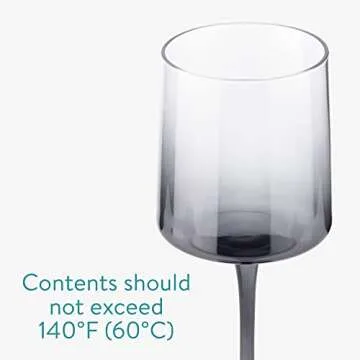 Navaris Gray Square Wine Glasses (Set of 4) - Smoke Color Wine Glasses with Stems - Glassware with Stem for Serving Wine, Cocktails, Beer, Dessert