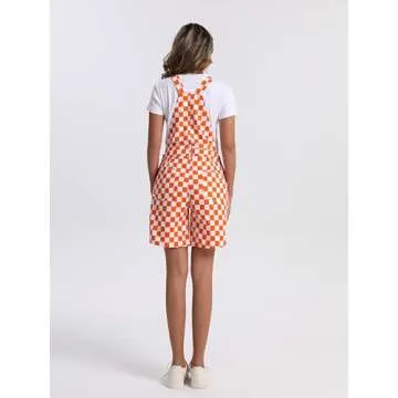 Stylish KACAOAC Women's Checkered Overalls with Adjustable Straps